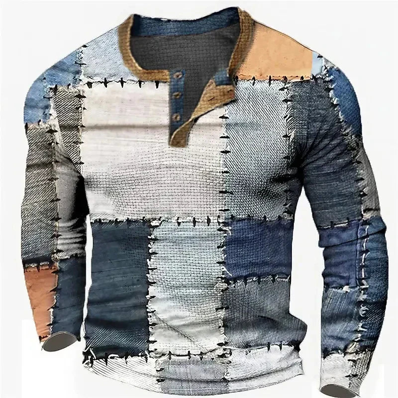 Bleu/Blanc/Marron (Style Cousu) / XXL
